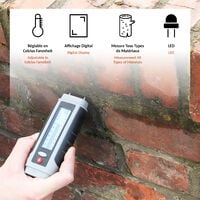 Testeur Detecteur Humidité FISHTEC - Affichage Digital Humidimètre, Température et LED