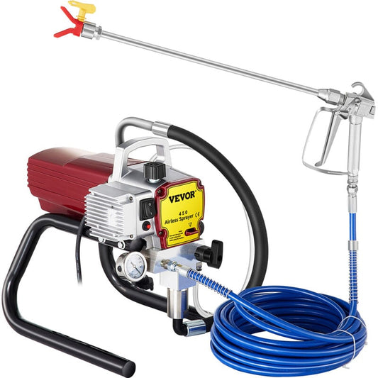 VEVOR Machine de Pulverisation 1800 W Pulverisateur sans Air Pulverisateur de Peinture 2,2 L/min Haute Pression Pistolet Peinture Electrique Rouge avec Tuyau 15 m pour Peinture Interieure Exterieure